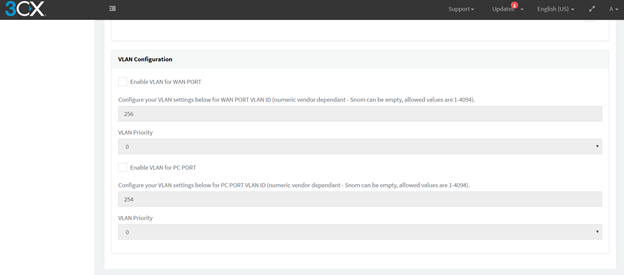 3CX Version 15.5.1 VLAN Configuration